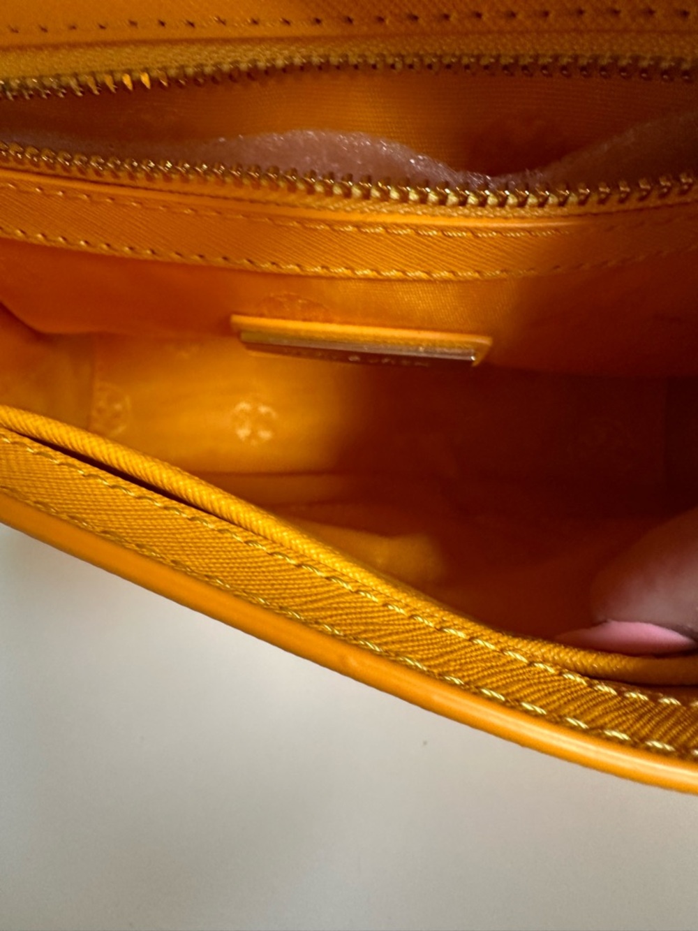 Tory Burch Bright Yellow Saffiano Leather Chain Crossbody - Picture 3 of 3